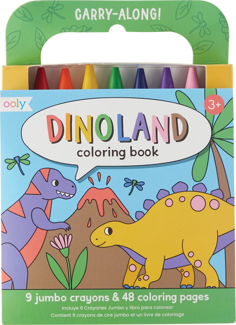 OOLY Dinoland Carry Along Crayon & Coloring Book Kit, 10ct.